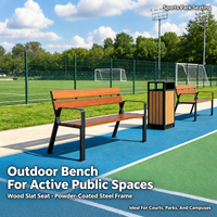 Banc de patio moderne en acier inoxydable avec accoudoirs, durable, résistant à l'eau, écologique, design double siège pour parcs, stades, écoles