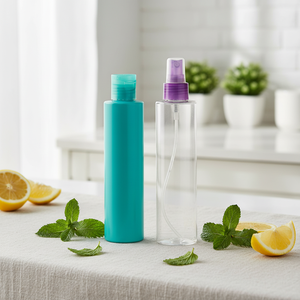 Botella PET PCR Verde Delgada de 200 ml con Pulverizador para Desinfectante de Manos y Cuidado de la Piel - Product Image 1