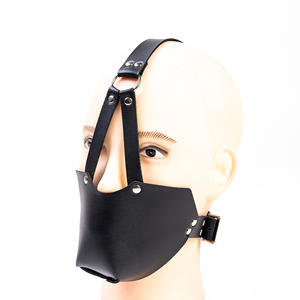 Masque de tête en cuir PU rembourré, masque de film, cosplay, bandeau, fête d'Halloween, masque de mascarade, masque de bouche, harnais de tête BDSM, masque de bondage, bâillon - Product Image 5