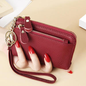 Portefeuille court tendance AndoBag pour femmes, en cuir de vache véritable, jolie pochette à fermeture éclair, porte-monnaie, porte-cartes avec porte-clés - Product Image 5