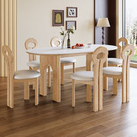 Ensemble table et chaises rondes en bois massif, design moderne mi-siècle, écologique, durable, meubles pour la maison, appartement et hôtel