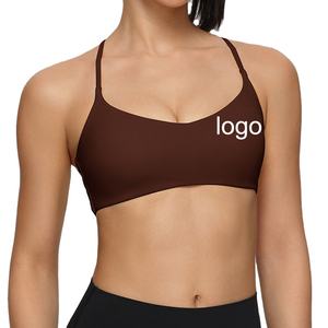 Soft Stretch Compression Shoulder Sport Padded Girl High Elasticity Thin Strap Top Fitness <b>Open</b> Back Hot Sexy Yoga <b>Bra</b> - Product Image 2