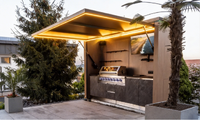 Armoire de barbecue pliable personnalisée avec logo, éclairage LED, en acier inoxydable, station de cuisson extérieure multifonctionnelle pour la vente en gros