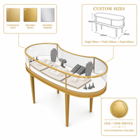 Vitrine à bijoux en verre avec cadre doré octogonal personnalisé, éclairage LED, vitrine à bijoux en verre pour magasin, boutique