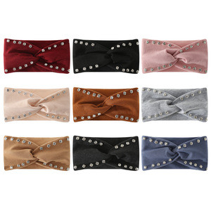 Nueva Diadema Elástica con Cruz de Diamantes de Imitación, Estilo Europeo Americano, Sólida, Simple, Versátil, Absorbente de Sudor, para Lavarse el Cabello - Product Image 1