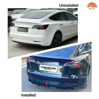 Nouveau diffuseur arrière en ABS PP à motif carbone de haute qualité pour Tesla Model 3, kit carrosserie LED
