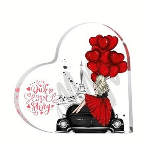Placa de Acrílico con Forma de Corazón, Diseño Moderno Personalizado, Impresión UV, Regalo para Parejas Recién Casadas, Recuerdo - Product Image 5