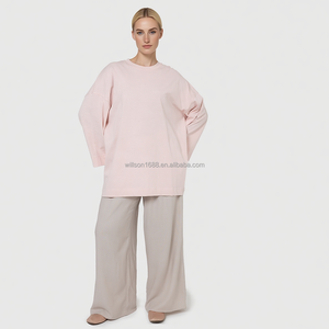 بلوزات ويلسون كاجوال بتصميم مخصص وشعار، قميص قطني محبوك محتشم، عباية، تي شيرت فضفاض مسامي، بلون مميز وتطريز بارز - Product Image 6