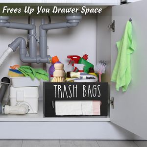 Trash Bag Wooden <b>Storage</b> Box <b>Pull</b> <b>Out</b> Modern Simple Rectangular Desktop Organizer Garbage Bag Dispenser Holder - Product Image 4