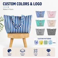 Sac fourre-tout de plage en lin et coton brodé avec logo personnalisé, sac de shopping et de voyage portable à ouverture facile, vente en gros pour femmes