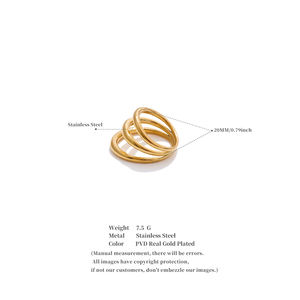 Jinyue 014 taglia 6 7 8 9 all'ingrosso Design personalizzato da donna anelli gioielli in acciaio inossidabile triplo anello da dito intrecciato - Product Image 6