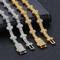 FineJewelry CZ Diamant Tennis Chaîne Bracelet pour Femmes Haute Qualité Or Argent Étoile Forme Bling Hip Hop Style Religieux
