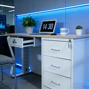 Factory Low Price Modern Metal Modular Wood <strong>Corner</strong> Computer Desk with Standing Design for Single Person Office <strong>Workstation</strong> - Product Image 5