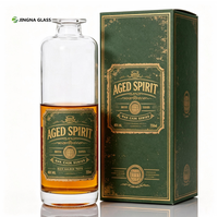 Bouteille de whisky en verre cylindrique transparent Super Flint de 750 ml, bouteille de spiritueux vide avec couvercle et logo personnalisé