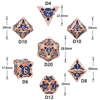 DDD002-2 Donjons et Dragons Lot de 7 dés en métal et acier Dés vert or