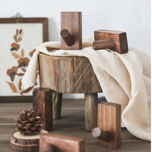 Moderne Stijl Doek Opknoping Livroom Kapstok Natuurlijke Effen Walnoot Beuken Houten Muur Haken - Product Image 4