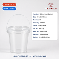 Gobelets en plastique personnalisés avec logo, couvercle transparent, durables, anti-fuite, 1L, en PP, jetables, pour boissons froides, jus et lait