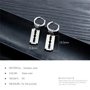 Pendientes de moda de acero inoxidable para hombres y niños, pendiente con colgante rectangular, diseño hueco tallado, gran oferta, <span class=keywords><strong>2021</strong></span> - Product Image 4
