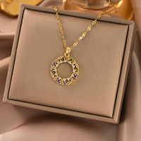 Collier en acier titane électroplaqué micro-incrusté, style luxe léger, entièrement serti de diamants, chaîne à motif vague d'eau, tendance européenne