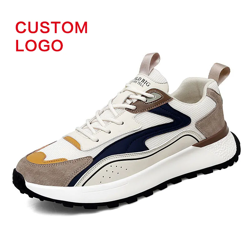 High quality euro style genuine leather shoes breathable mesh custom logo grey walking men casual shoes oem shoes for man