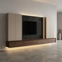 Meuble TV Flottant de Luxe - Finition Bois Noyer avec LED Intégrée et Style Minimaliste Modulaire