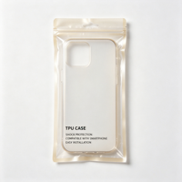 Sachet refermable transparent à trois soudures latérales avec trou de suspension pour étui de téléphone portable, pochette de présentation anti-poussière pour la vente au détail