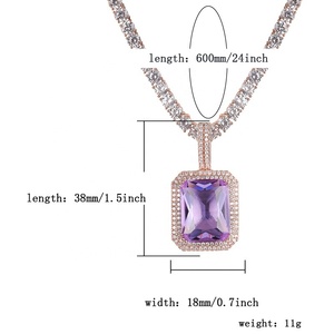 Ghiacciato con pietre preziose Solitaire collana con ciondolo <span class=keywords><strong>Infinity</strong></span> pietre solide retro cubiche zirconi gioielli Hip Hop per regalo nuovo - Product Image 2