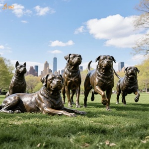 Escultura animal de fundición de bronce grande moderna parque al aire libre personalizada estatua de bronce Rottweiler y cachorros de tamaño real para decoración pública - Product Image 6