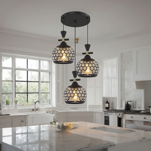 Lampe à Suspension Moderne Rétro en Verre de Fer Noir 220V Petite <span class=keywords><strong>Ampoule</strong></span> en Métal Long <span class=keywords><strong>Fil</strong></span> de Suspension pour Maison Hôtel Restaurant Style Traditionnel - Product Image 4