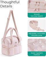 Sac à déjeuner isotherme double compartiment matelassé, sac fourre-tout isotherme matelassé, sac isotherme grand format, étanche, durable et réutilisable
