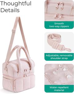 Lunch Bag Double Deck Insulated Lunch Box Quilted Puffer Lunch Tote Leakproof Durable Reusable Large Lunch Cooler Bag - Product Image 5