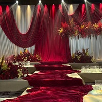 Latar belakang merah elegan, tirai merah anggur mawar Madder kain latar belakang pernikahan kain peregangan 2 arah untuk dekorasi dinding panggung