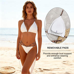 Women Leopard Print Halter Tie Two-Piece Micro <strong>Thong</strong> Bikini Quick-Dry Chlorine-Resistant <strong>Swimwear</strong> for Beach and Pool - Product Image 4