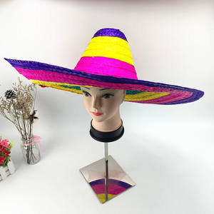 Chapeau Sombrero Chapeau de paille mexicain Chapeau de paille tissé Hawaii Style Fiesta <span class=keywords><strong>Dressing</strong></span> Up Costume Accessoire Amosfuns - Product Image 3