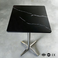 Table de salle à manger VIP carrée en surface solide personnalisée, bord arrondi, marbre, mobilier de cantine