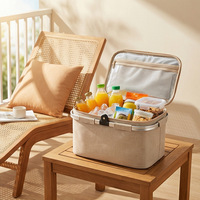 Panier isotherme PE moderne et minimaliste pour pique-nique en extérieur, pliable et portable, pour camping, refroidisseur de bière et de boissons, grande capacité, avec compartiment pour glaçons