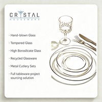 Assiette en verre borosilicate CRYSTAL de 8 pouces, résistante à la chaleur, qualité restaurant, vaisselle d'hôtel, approvisionnement en gros