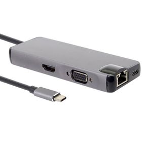 直販 8in1 <span class=keywords><strong>USB</strong></span> C ハブ 3.0 アルミ PVC ノートパソコン タイプC ドッキングステーション RJ45 イーサネット 充電アダプター Pro HDTV TF - Product Image 2