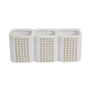 Organizer da Scrivania in Ceramica con Tre Scomparti per Archiviazione e Decorazione del Desktop - Product Image 1