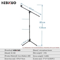 Support de microphone réglable HEBIKUO M-300, support de microphone de sol de haute qualité pour les discours ou les performances de chant