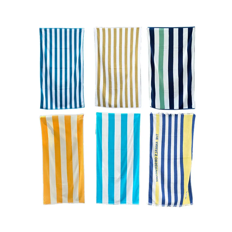 Super Soft 100% Cotton Color Stripe Fashion Leisure Style Custom LOGO Quick-dry Absorbent Bath Beach Towels