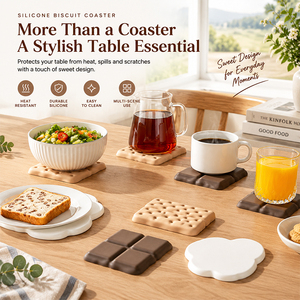 Cute <b>Silicone</b> Cup Coaster Non-Slip Heat Resistant Biscuit Cookie Chocolate Set Shape Dining Table <b>Mat</b> Boil Safe OEM Custom - Product Image 1