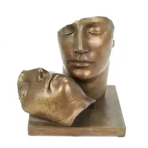 Igor Mitoraj large outdoor metal craft broken face man and woman bronze sculpture