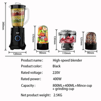 Hoge kwaliteit multifunctionele plastic keuken smoothie grinder voedselprocessor 4-in-1 elektrische blender voor gebruik in campers en buitengebruik