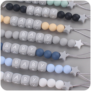 Kaiyue Offres Spéciales sans BPA perles de silicone de qualité alimentaire chaîne de sucette pour bébé pince en bois pince à sucette Portable - Product Image 3