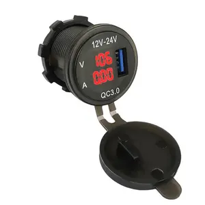 Car QC3.0 USB charger Socket w Ampere Volt display