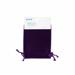 Borsa in velluto Ilan 6x8 cm viola scuro 2 pezzi per conservare gioielli - Product Image 1