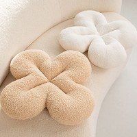 Coussin décoratif en forme de trèfle à quatre feuilles, en peluche courte, rembourré en coton PP, pour canapé et chambre à coucher