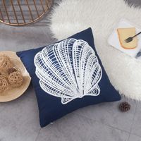 Coussin et taie d'oreiller en coton tricoté avec broderies tortue et étoile de mer, coussins brodés pour dossier de canapé