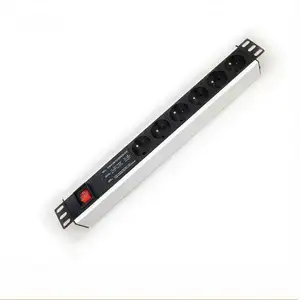 1.5U 6 ways France type PDU sockets with switch and 3-LED surge protector with filter